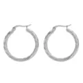 Silver twisted hoop earrings for women, minimalist C-shaped stainless steel jewelry. - Press Buckle Style (Silver 9)