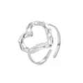Chic hammered heart open ring in silver tone, adjustable stainless steel fashion jewelry. - Hammered Heart Style (7796) / Steel