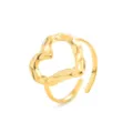 Close-up detail of the hammered heart open ring showing exquisite metal texture and design. - Hammered Heart Style (7796) / Gold