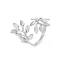 Adjustable stainless steel open leaf ring featuring a delicate botanical design for daily wear. - Leaf Vine Style (7796) / Steel