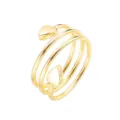 Gold multi-layer wrap ring with sweet heart terminals for women fashion jewelry style - Gold