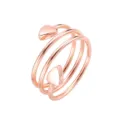 Rose gold multi-turn spiral ring with cute heart ends, stylish fashion jewelry detail shot. - Rose Gold