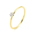 Minimalist gold stainless steel cubic zirconia ring, dainty stackable solitaire finger ring. - Size 5 / Gold