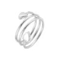 Detailed view of the silver-colored multi-wrap coil ring featuring cute heart terminals. - Silver