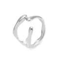 Minimalist silver open geometric ring for women, trendy chic irregular metal jewelry. - Streamlined Open Geometric Style (7796) / Steel