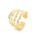 Close-up view of the multi-strand irregular stainless steel ring with 18k gold finish detail. - Irregular Multi-Layer Lines Style (7796) / Gold