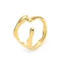 Close-up detail view of the minimalist irregular gold-plated open ring showing fine texture. - Streamlined Open Geometric Style (7796) / Gold