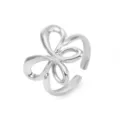 Silver stainless steel open butterfly ring, minimalist fashion finger jewelry detail shot. - Abstract Butterfly Knot Lines Style (7796) / Steel