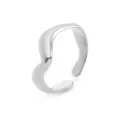 Minimalist silver stainless steel open ring for women geometric wave V-shaped design jewelry - Three-Dimensional Wave Style (7796) / Steel