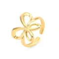 Detailed view of gold titanium steel open ring, featuring unique irregular abstract butterfly shape. - Abstract Butterfly Knot Lines Style (7796) / Gold
