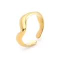 Minimalist gold stainless steel open ring with unique wavy geometric detail, chic finger jewelry. - Three-Dimensional Wave Style (7796) / Gold
