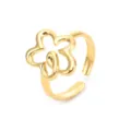 Adjustable stainless steel gold flower ring for women, trendy open band fashion jewelry gift. - Five-Petal Flower Style (7796) / Gold