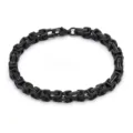 Black stainless steel Byzantine chain bracelet for men and women punk style cool jewelry item. - Black Bracelet / 5x65cm