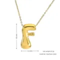Gold puff letter F pendant necklace, 18x13mm stainless steel dainty jewelry piece. - Gold F