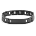 Close-up detail view of the stylish black stainless steel magnetic link bracelet. - Plain Style (With Magnets) / Black