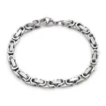 Stainless steel Byzantine chain bracelet for men and women, punk style silver metal link. - Silver Bracelet / 5x65cm