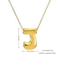 Gold puffed letter J pendant necklace, stainless steel chunky initial necklace for women - Gold J