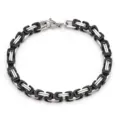 Stainless steel Byzantine chain bracelet, black and silver punk style unisex jewelry item. - Black and Silver Bracelet / 5x65cm