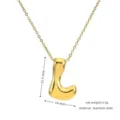 Gold stainless steel bubble letter L pendant necklace, chunky minimalist clavicle jewelry. - Gold L