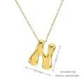Gold puffy letter N pendant necklace stainless steel minimalist fashion jewelry accessory - Gold N