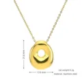 Gold stainless steel chunky irregular donut pendant necklace with detailed size specs. - Gold O