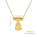 Gold stainless steel puffy letter T pendant necklace, elegant clavicle chain detail shot. - Gold T