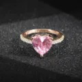 Bague de fiançailles zircon cœur rose, bijoux de mariage délicats plaqués or rose. - Taille 5 / Rose Doré Rose
