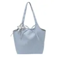 Light blue starry canvas tote bag with cute bow and star pendant for daily use and commute. - Single Bag / Blue