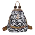 Fashion geometric print oxford cloth backpack for women casual commuter travel bag daily use - DS Brown-0
