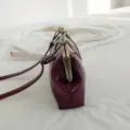 Vintage kiss lock shell bag women pu leather shoulder crossbody bag chain commute - Burgundy