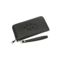 Ανδρικό Μακρύ Πορτοφόλι Clutch σε Μαύρο Χρώμα με Μοτίβο Κροκόδειλου Φερμουάρ και Λουράκι - Μαύρο Στυλ 02