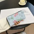 Γυναικείο μακρύ πορτοφολι με φερμουαρ κεντημενο λουλουδατο μεγαλη χωρητικοτητα θηκη - Μπλε