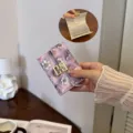 Cute floral printed PU leather card holder short multi slot folding coin purse for women. - Purple Print Style (CY-2259)