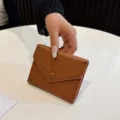 Καφέ πορτοφόλι από PU δέρμα γυναικείο, χαριτωμένο ιαπωνικό πορτοφόλι νομισμάτων φάκελος. - Καφέ