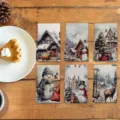 Set di 6 strofinacci da cucina natalizi con motivi di pupazzi di neve e cervi. - MJBT185-6
