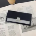 Γυναικείο μακρύ πορτοφόλι θήκη καρτών τριών διπλωμάτων τσάντα clutch μοντέρνο στιλ - Μαύρο