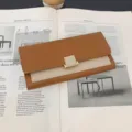 Γυναικείο μακρύ πορτοφόλι τριπλό καφέ PU δέρμα θήκη καρτών μινιμαλιστικό κομψό - Σκούρο Καφέ
