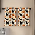 Halloween zwarte kat pompoen microvezel hangende handdoek badkamer keuken feestelijke decoratie - 40*60cm / Stijl 18 (MJBT187-18)