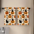 Halloween zwarte kat pompoen patroon badhanddoek set, zachte absorberende handdoek. - 40*60cm / Stijl 19 (MJBT187-19)