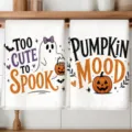 Halloween microvezel keukedoekjes set, schattige geest en pompoen print, snel drogend. - 40*60cm / Stijl 17 (MJBT187-17)