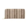 Vrouwen bruine ruit lange rits portemonnee clutch tas met meerdere kaartsleuven en vakken. - Bruin