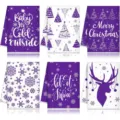 Set strofinacci cucina Natale, panno piatti viola bianco, tovagliolo pulizia invernale. - MJBT185-9