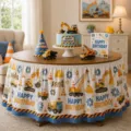 Baustelle Geburtstag Tischdecke Wasserdicht Polyester Runde Tischuhr Party Dekoration - Baustellen Thema