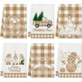 Set strofinacci da cucina natalizi, asciugamani scozzesi con stampe festive, 6 pz - MJBT185-11