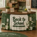 Back to school desk skirt classroom decoration educational party table cover supplies - 140*75cm / Style 1