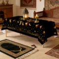 Middle Eastern Ramadan tablecloth black gold lantern print dining table cover fabric decor - Brushed Fabric Style / 40x60cm / ZB905-14