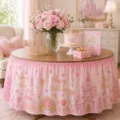 Rosa Prinzessin Geburtstag Party Tischdecke runder Tisch Rock mit Schloss und Krone - Prinzessin Schloss Thema