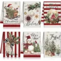 Set 6 strofinacci da cucina Natale asciugamani decorativi natalizi per stoviglie. - MJBT185-13