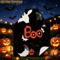 Halloween festive kitchen cooking apron with spooky ghost and pumpkin prints for holiday. - Black Pumpkin and Ghost (TQWQ07-9)