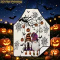 Halloween gnome apron detail, featuring cute cartoon gnomes and pumpkins on fabric. - Black White Cartoon Gnome Pumpkin (TQWQ07-12)